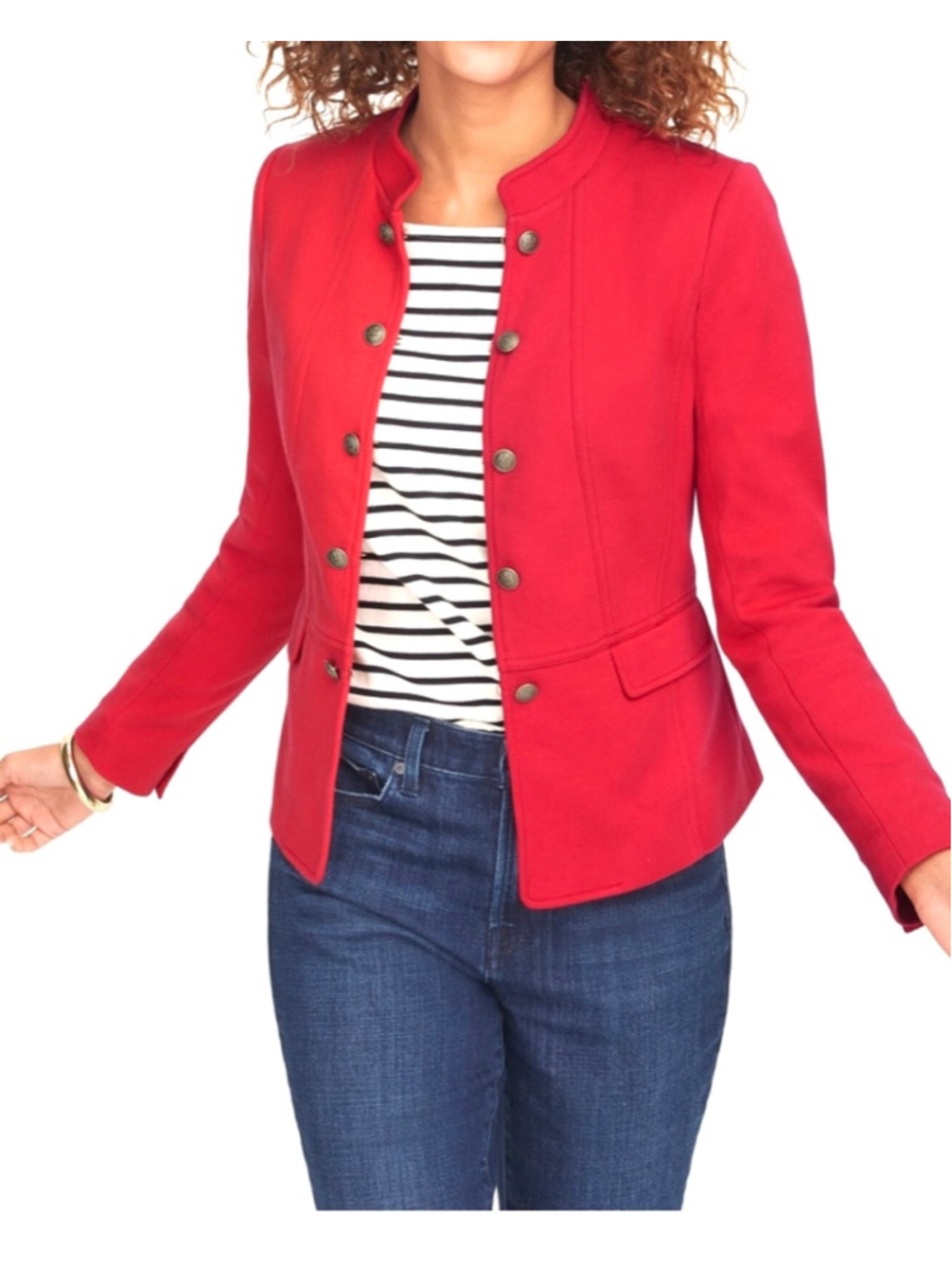 TALBOTS Cotton Blend Knit Twill Band Jacket (Sz 14p)